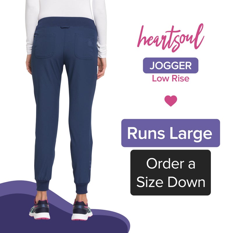 HeartSoul Women's Medical Scrub Jogger Pants Contemporary fit Drawstring Waistband Jogger with 5 Pockets - HS030, L, Navy - Image 2